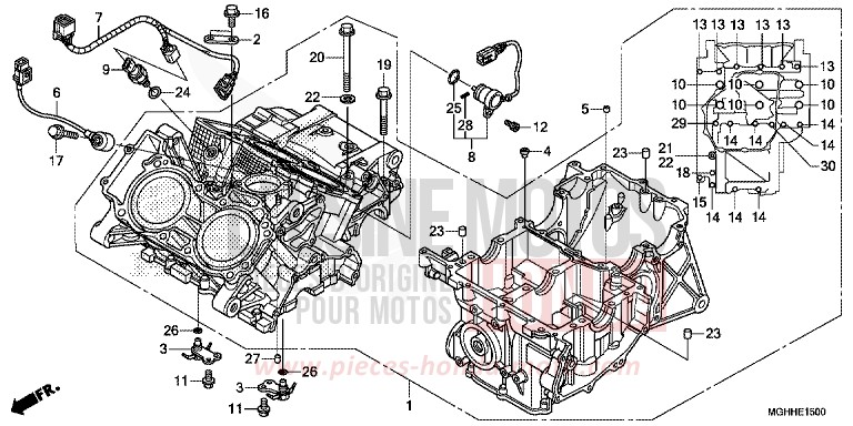 CARTER MOTEUR (VFR1200X/XA/XL) de VFR1200X "Crosstourer" Méca CANDY PROMINENCE RED (R342B) 2017